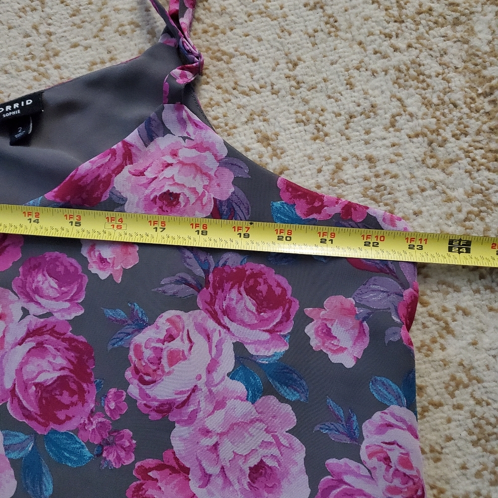 TORRID Sophie Chiffon Lined Grey Floral Swing Cami 2 - Picture 8 of 11